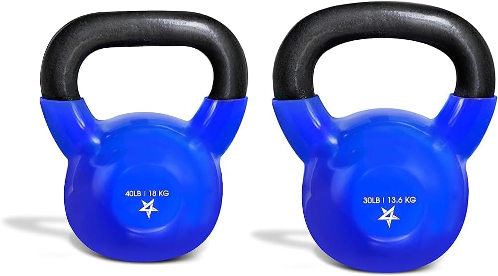 30-40 lbs Vinyl Coated Cast Iron Kettlebell F9443