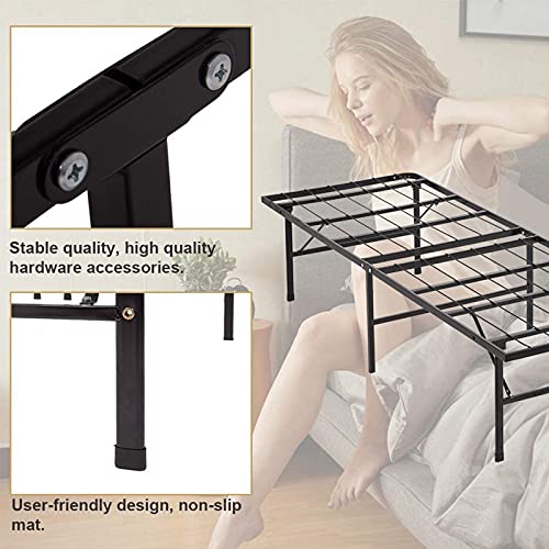 Black Twin Size Metal Platform Bed Frame with Steel Slat Support J498