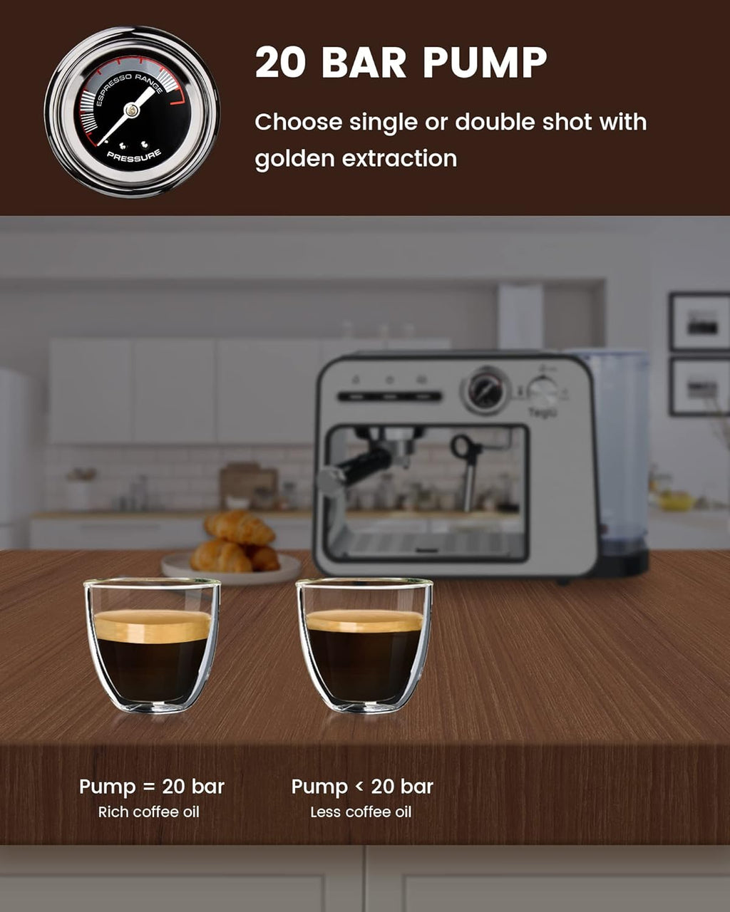 20 Bar Semi-Automatic Espresso Machine with Milk Frother X23032