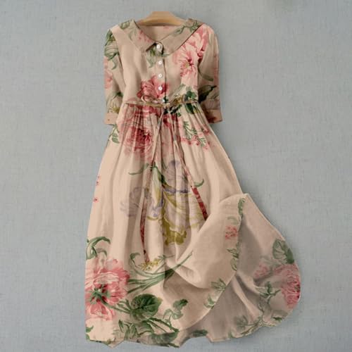 Womens Boho Floral A-Line Lace-Up Flowy Long Dress Z805289