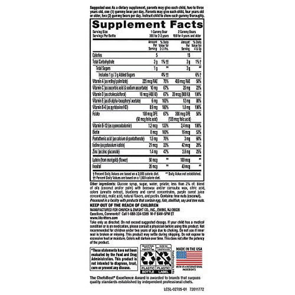 275 Count Children's Chewable Gummy Bear Multivitamin Dietary Supplement K79372