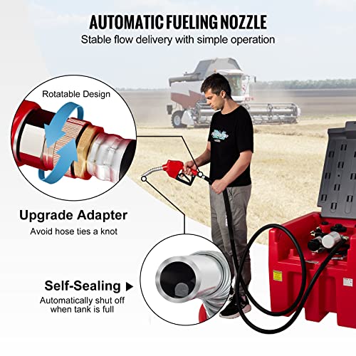 58 Gallon 10 GPM Diesel Fuel Tank with 12V Electric Transfer Pump and 13.1ft Rubber Hose H6634