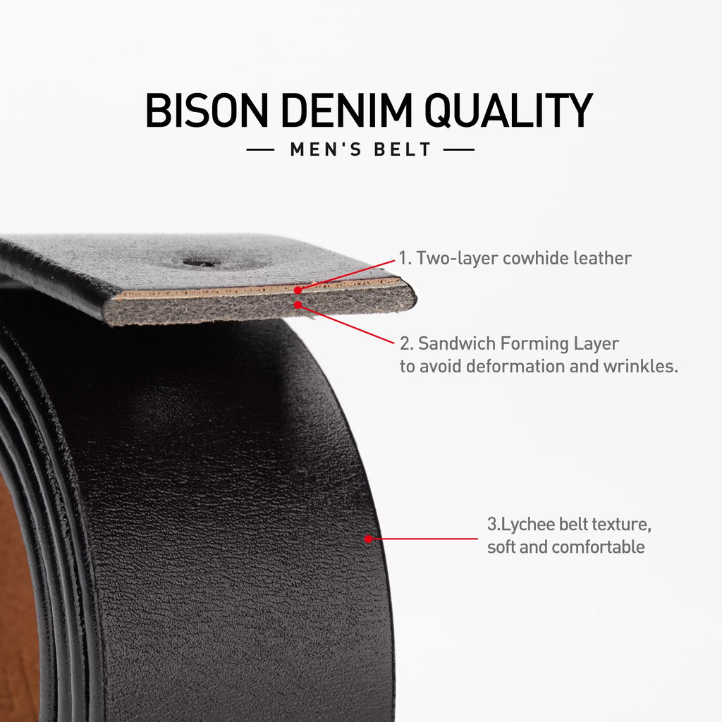 Mens Genuine Leather Dress Belts with Double Prong Buckle U88544