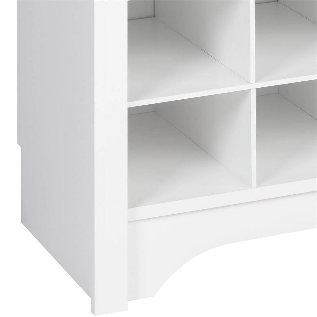 White 36 Cubby Engineered Wood Shoe Cubby Console T71387