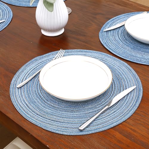 Glitter Gold Round Braided Placemats Set of 8 J35305