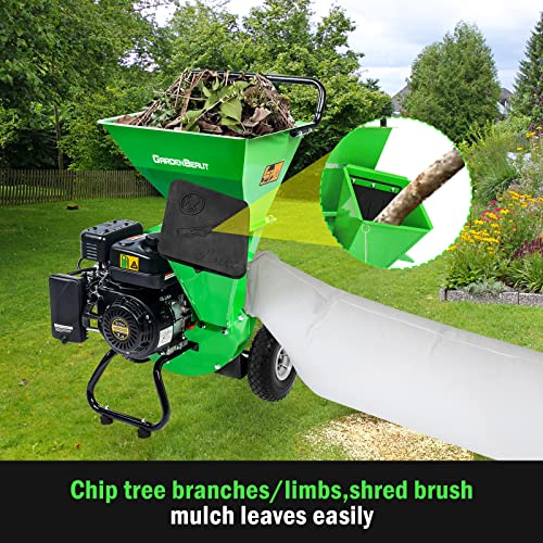 7HP 212cc Gas Powered Wood Chipper Shredder Mulcher with Debris Bag G1243
