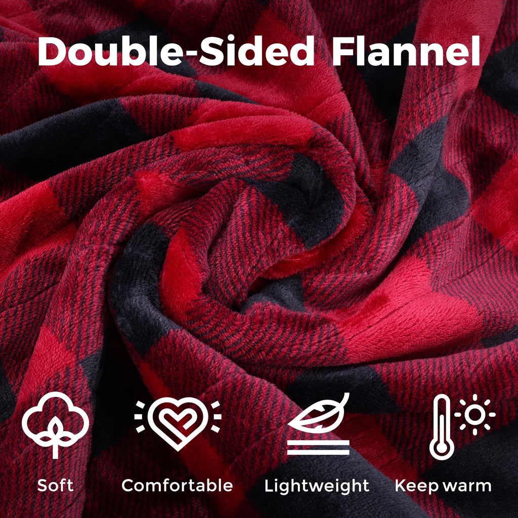 50" x 60" Red & Black Flannel Electric Heated Throw Blanket E123