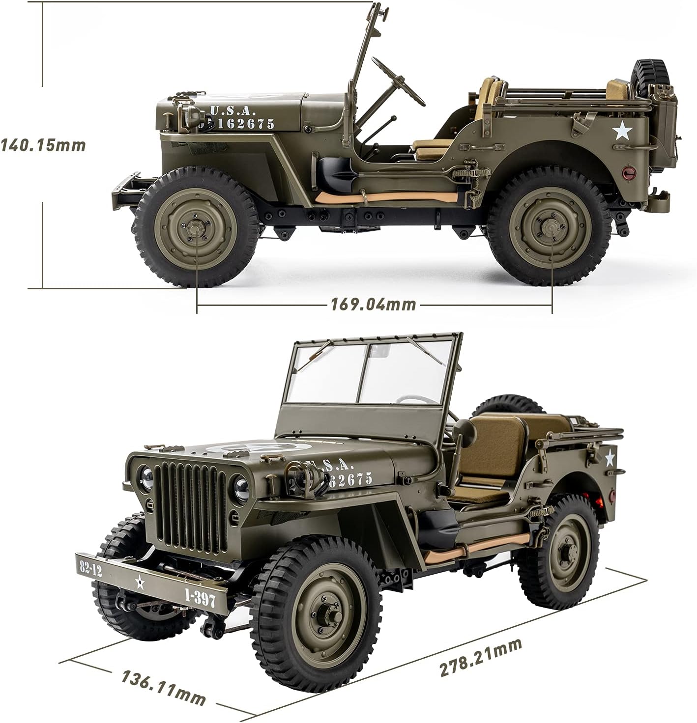 1/12 1941 MB Scaler RC Jeep 4x4 RTR RC Rock Crawler Military B84233