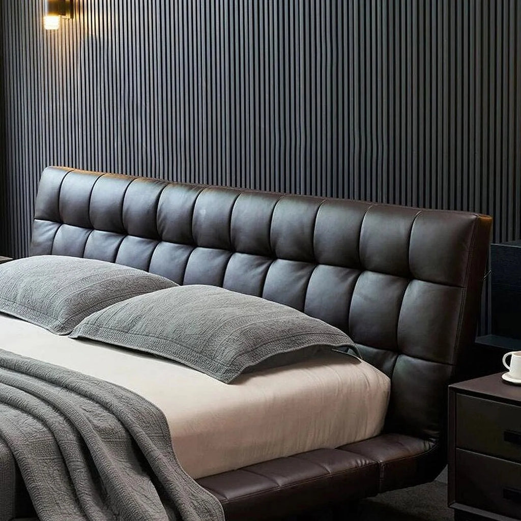 King Size Bed Frame Black Leather Wooden M781529