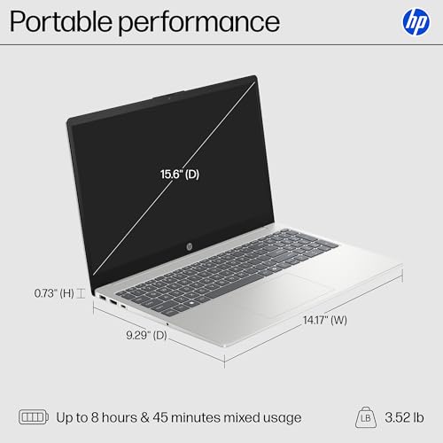 15.6 inch Laptop, HD Touchscreen Display, AMD Ryzen 3 7320U, 8 GB RAM, 256 GB SSD, AMD Radeon Graphics, Windows 11 Home, Natural Silver W63622