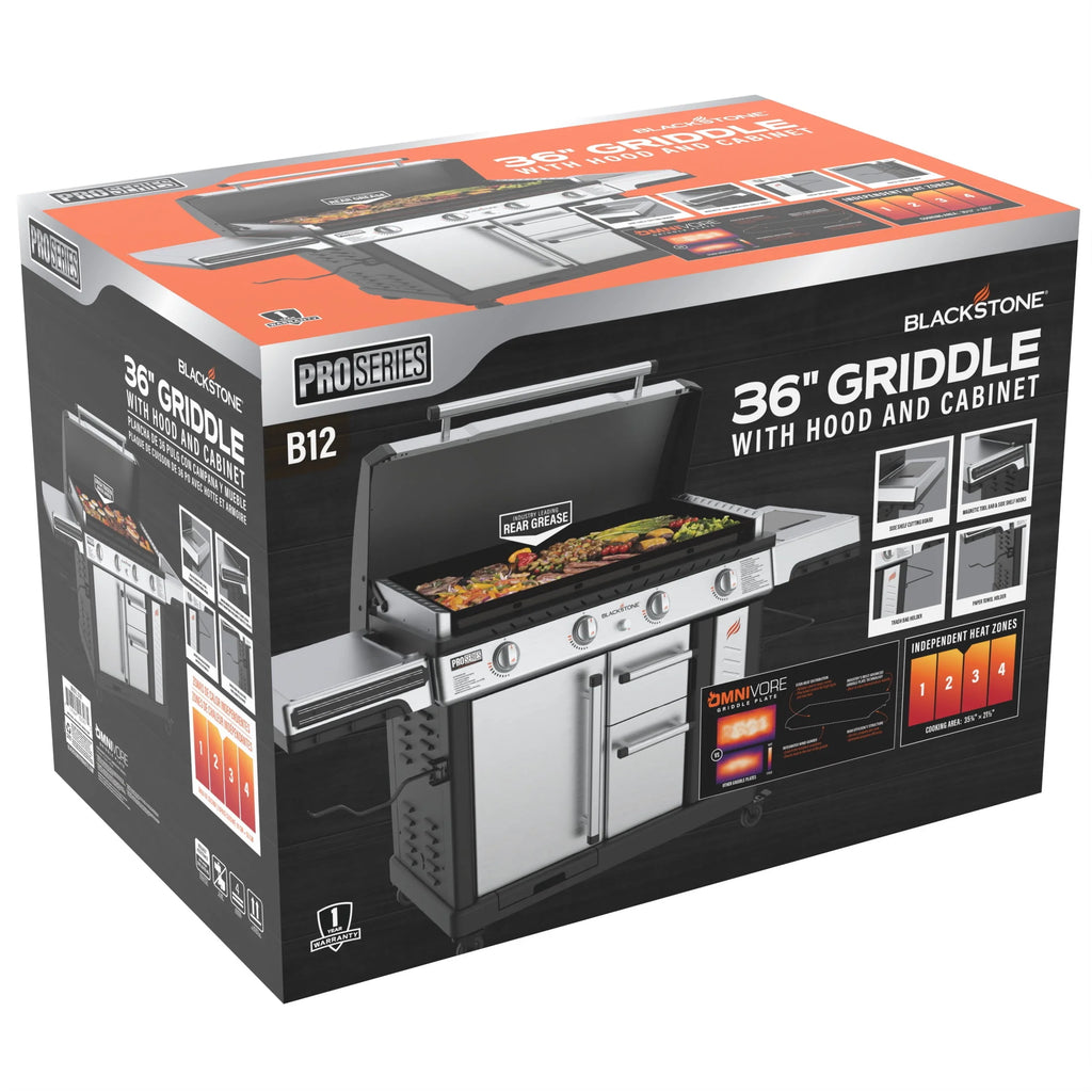 4-Burner 36 Propane Griddle with Stainless Steel Cabinet and Hood Z491