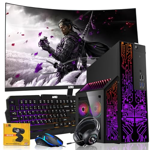 Dell OptiPlex Gaming Desktop PC Bundle with Core i7 32GB RAM 1TB SSD 27 inch Curved Monitor RTX 3060 Graphics RGB Keyboard Mouse Headphones Webcam Windows 11 Pro (Renewed) P8558