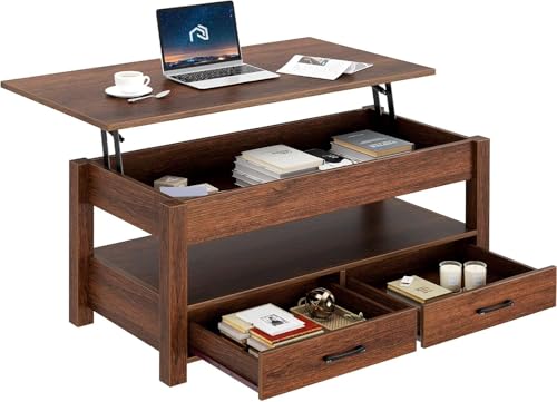 Lift Top Coffee Table with Drawers and Hidden Compartment G712