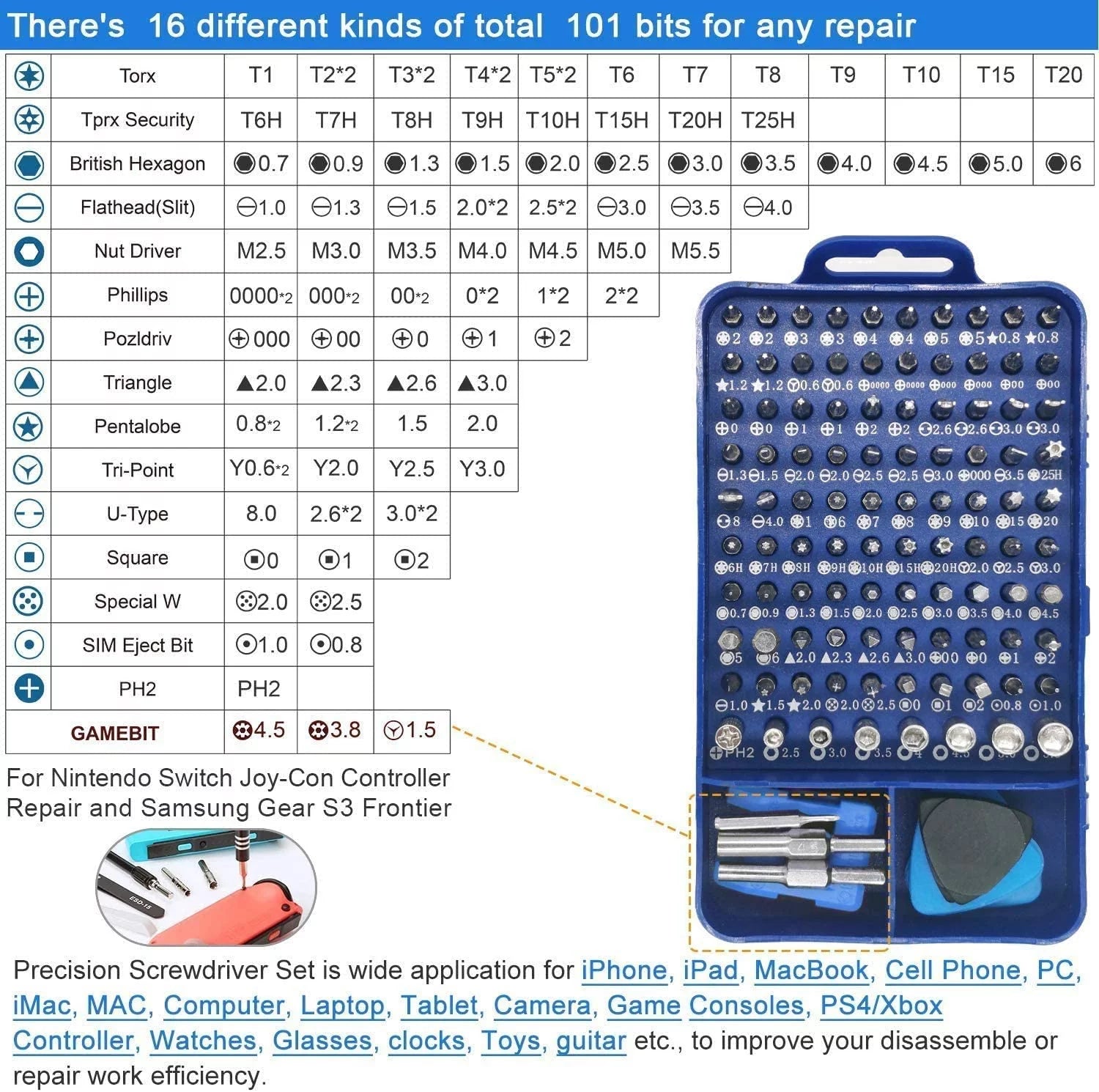155 in 1 Precision Screwdriver Set Blue E171537