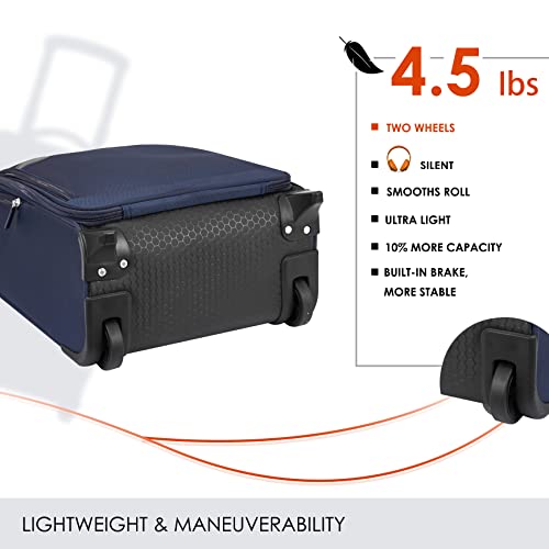 Carry On Underseat Luggage with Wheels & USB Port, Wheeled Spinner Bag, Lightweight Suitcase T935904
