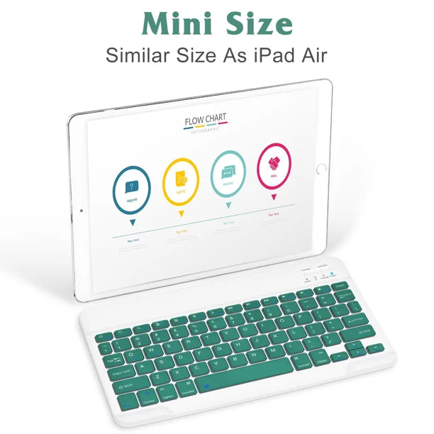 Rechargeable Bluetooth Keyboard and Mouse Combo Ultra Slim Full-Size Ergonomic Mouse - Jade Green Q16317