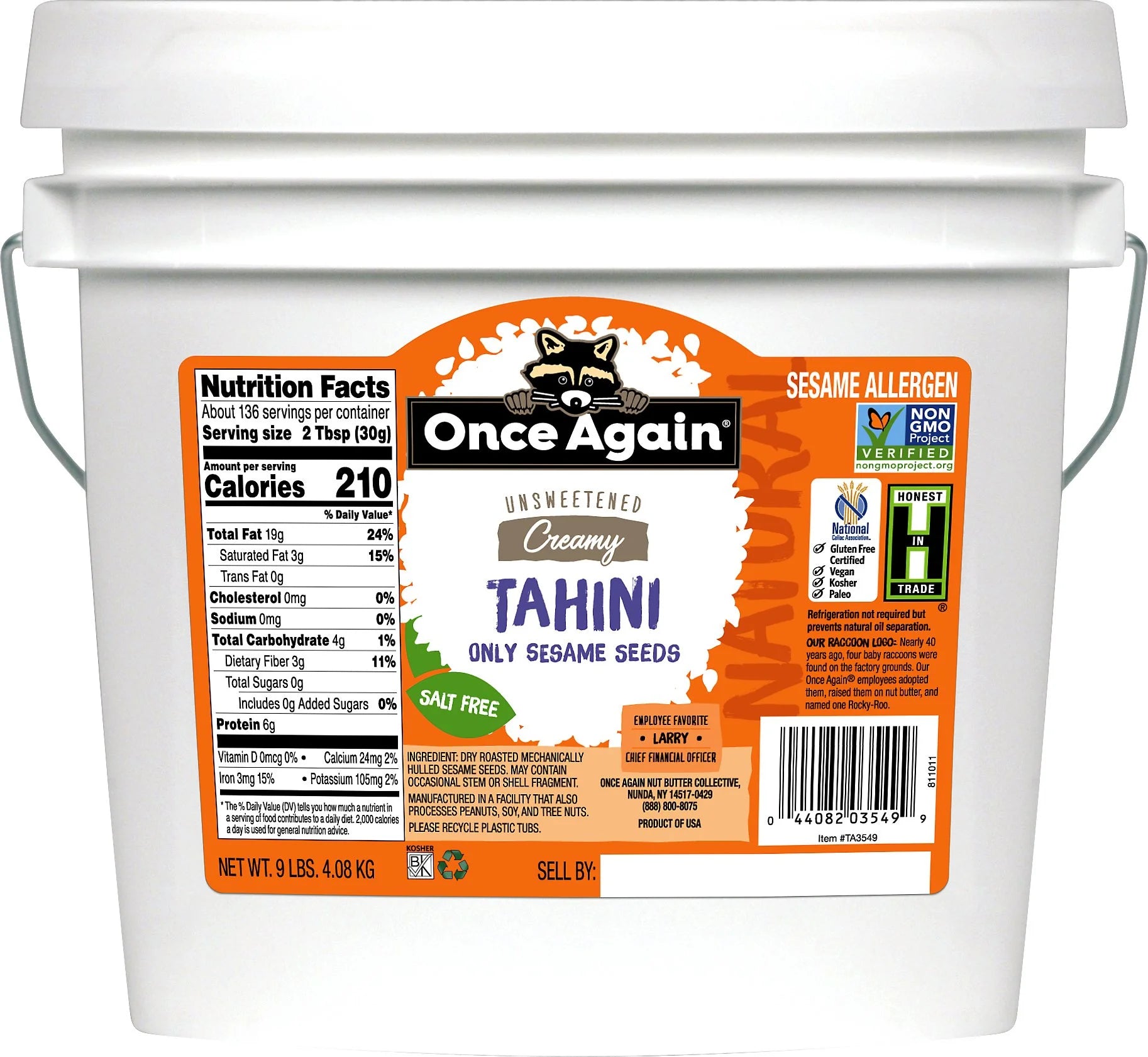 Sesame Tahini Roasted - 9 LB W54395