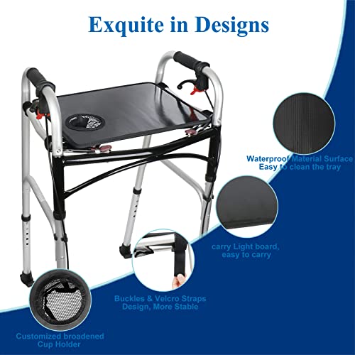 Black Walker Tray with Mesh Pockets and Cup Holder U22623
