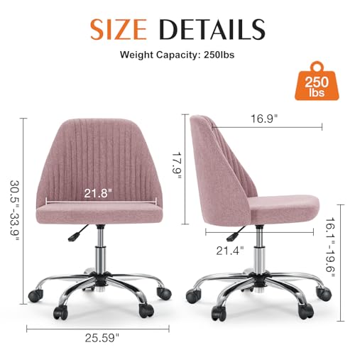 Armless Fabric Office Chair with Wheels Adjustable Swivel N291