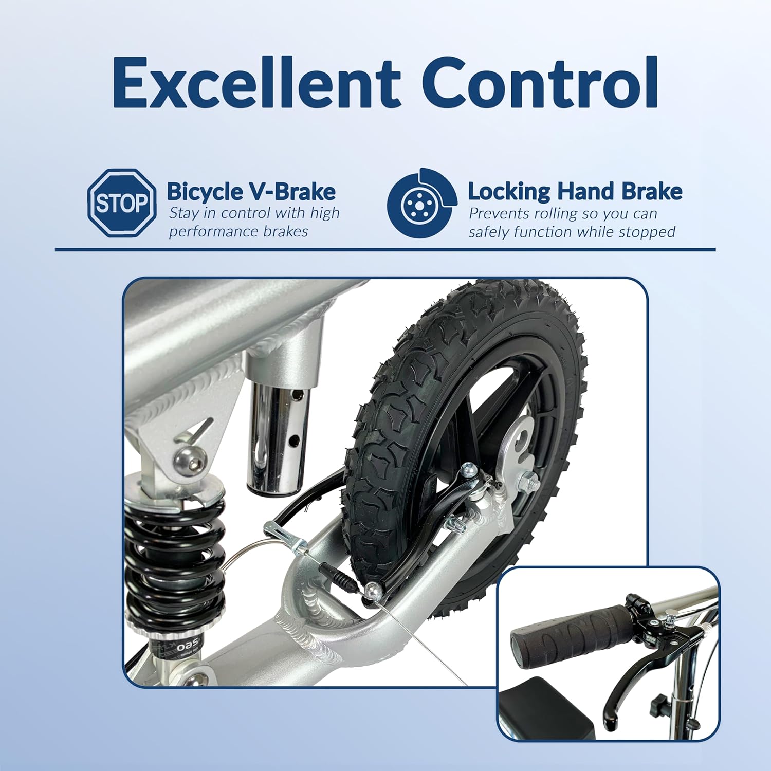 Silver All Terrain Knee Scooter with Shock Absorber U67207