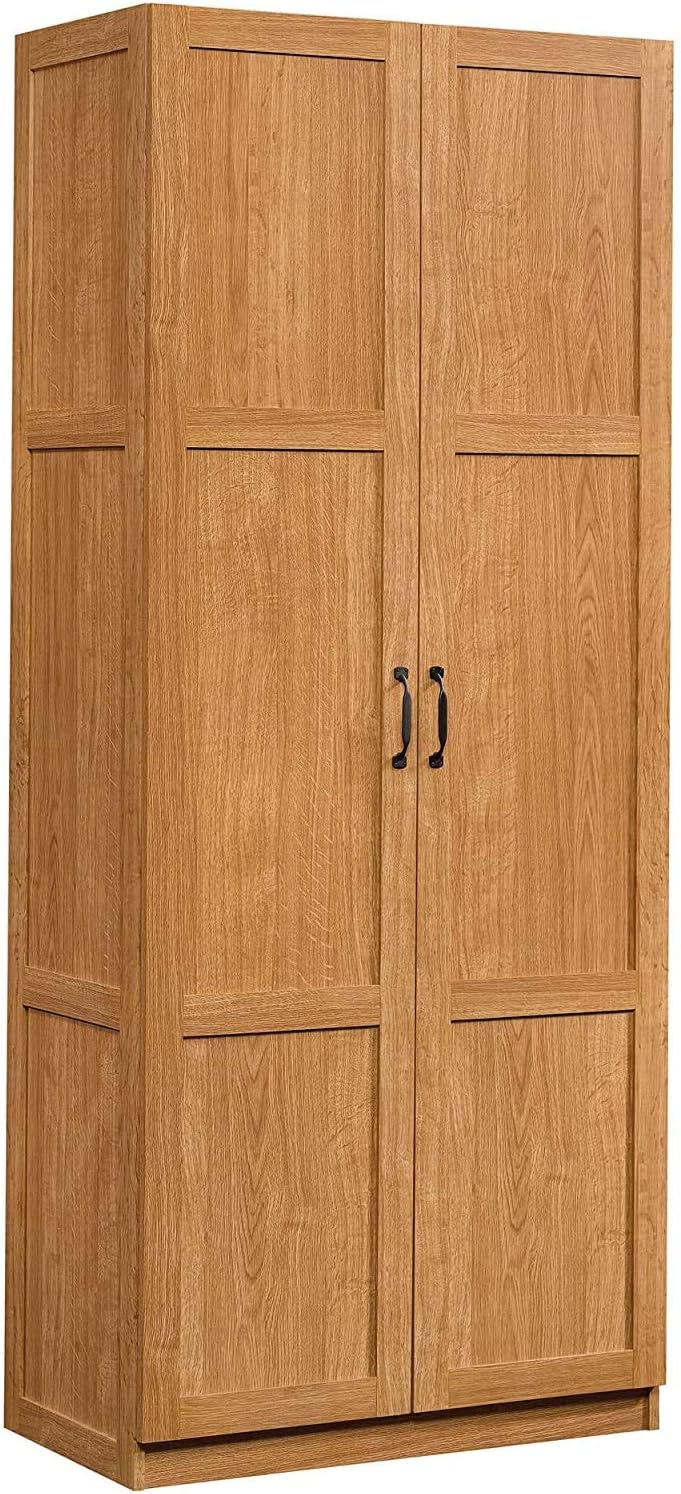 Highland Oak Pantry Cabinet and 5 Shelf Bookcase D171559