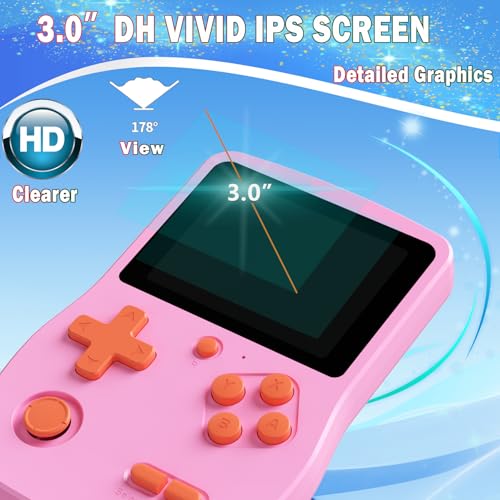 32 Bit Handheld Games with 139 Video Games 3.0 Inches IPS Screen Rechargeable Gaming Device (Blue) W133