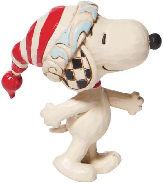 Snoopy with a Christmas Cap Miniature Figurine, 3 Inch, Multicolor A68187
