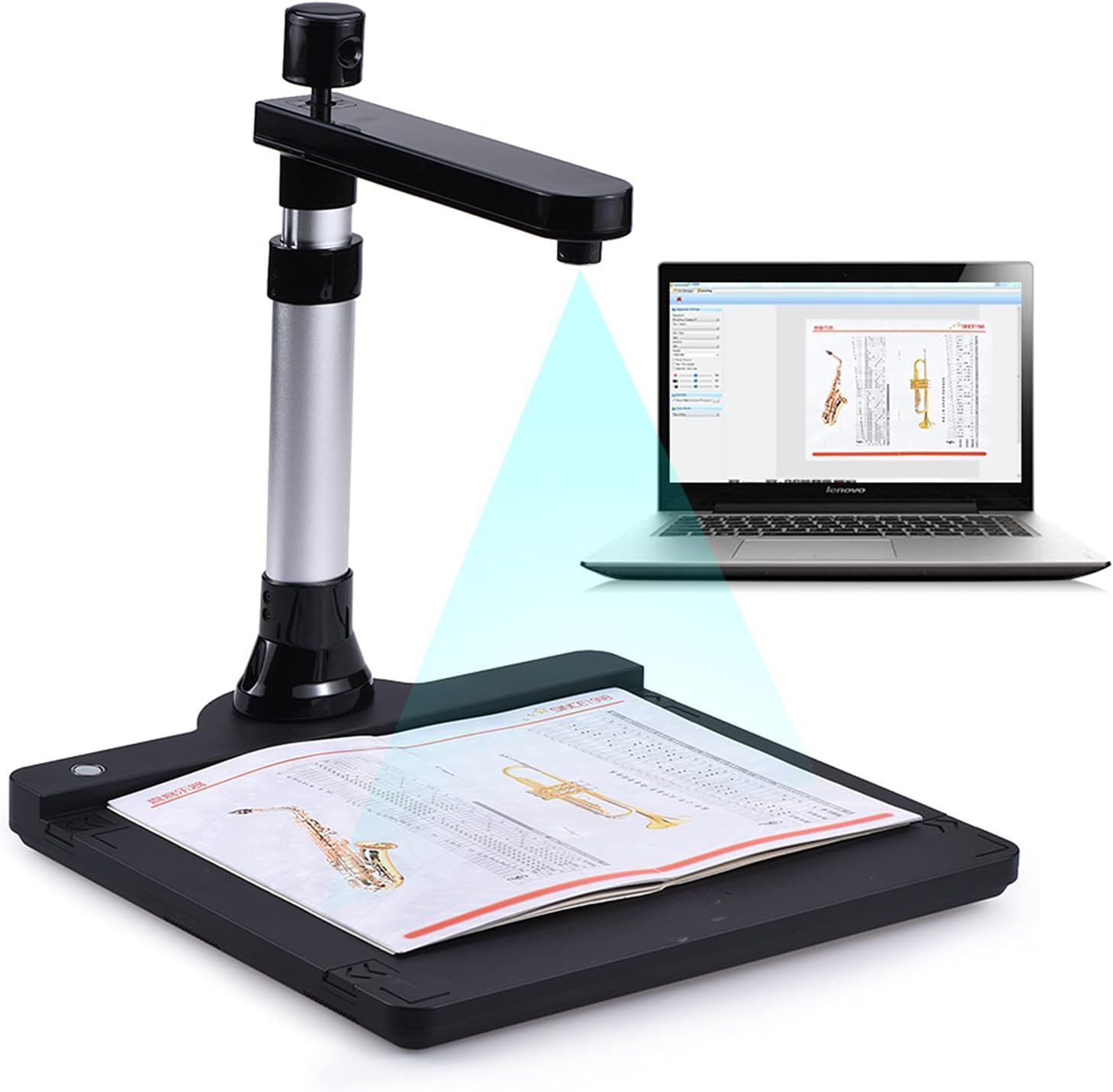 Adjustable Dual Lens Document Scanner with OCR Function LED Light X92391