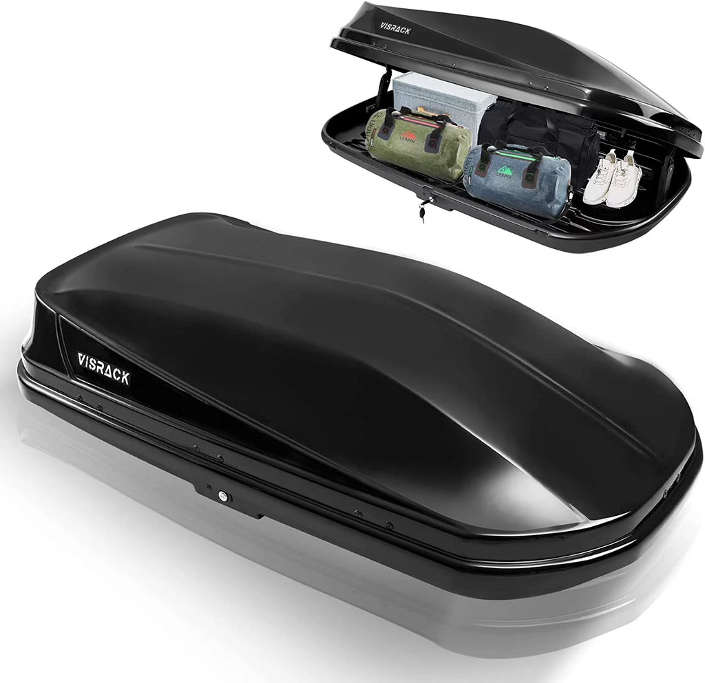 Large Hard Shell Rooftop Cargo Box, 62 x 31 x 15 Inches, 15 Cubic Feet, Black A868