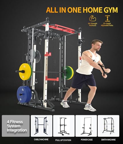 Smith Machine Home Gym with Cable Crossover Power Cage Z2876