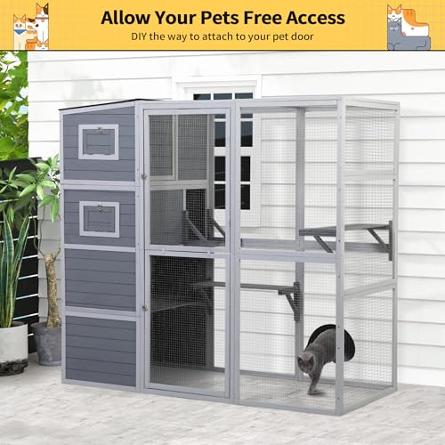 Large Weatherproof 4-Tier Cat Cage with 2 Platforms M683