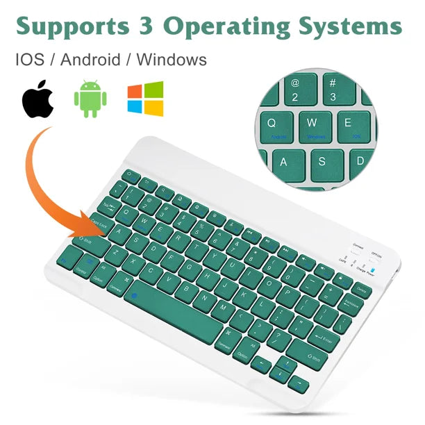 Rechargeable Bluetooth Keyboard and Mouse Combo Ultra Slim Full-Size Ergonomic Mouse - Jade Green Q16317