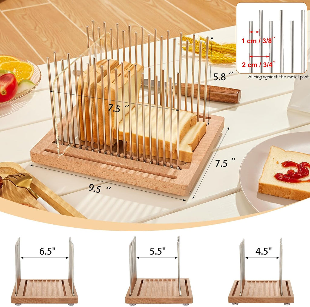 Stainless Steel Bread Slicer Guide with Beechwood Bread Cutting Board P5666
