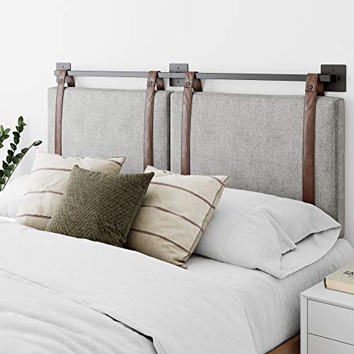 Queen Brown Faux Leather Wall Mount Hanging Headboard U506110
