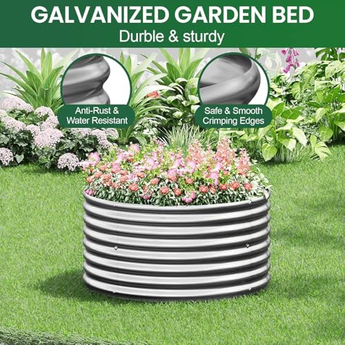 4 Pack 3x3FT Round Galvanized Metal Raised Garden Bed F56385