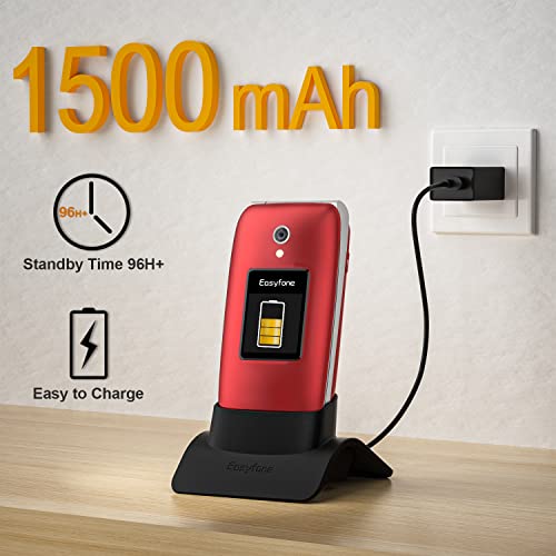 4G Flip Cell Phone with Big Button, SOS Emergency Button, SIM Card Included and Charging Dock L22674