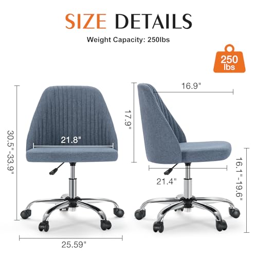Armless Fabric Office Chair with Wheels Adjustable Swivel N291