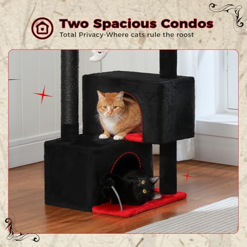 Grey Cat Tree with 2 Condos and Scratching Posts Q758