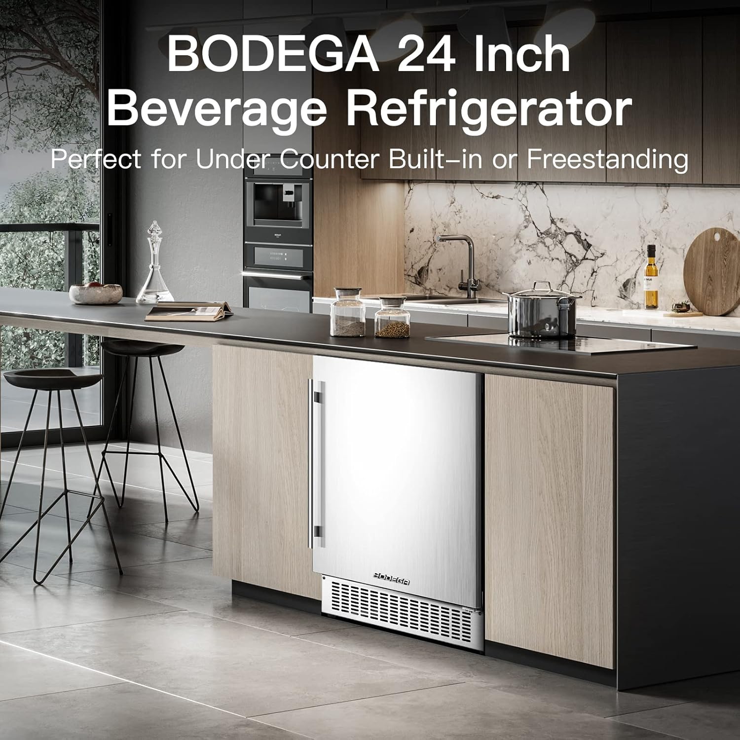 Beverage Cooler 24 Inch, Stainless Steel Under Counter Beverage Refrigerator 180 Cans Y520426
