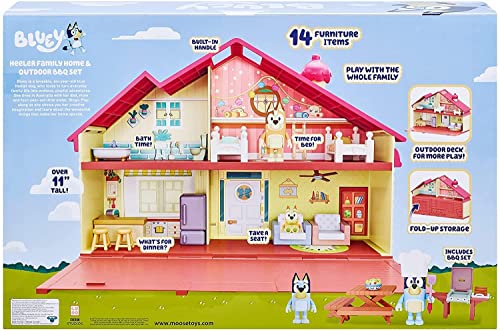 Bluey Mega Bundle Family Home & BBQ Playset, 4 Figures, 13+ Removable Furniture Pieces, Accessories R769