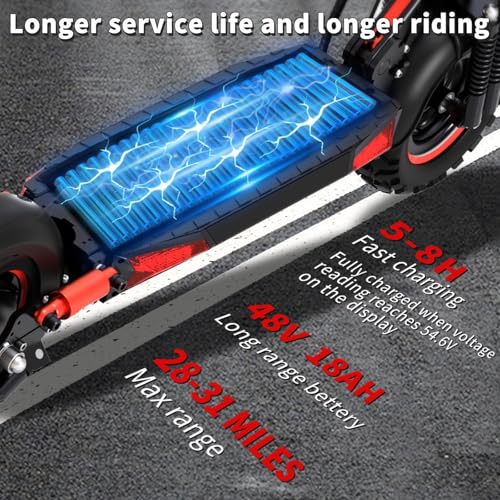 1200W Electric Scooter with Seat 11" Offroad 34MPH Speed 31-35 Miles Range 48V 18Ah Folding E Scooter M762729