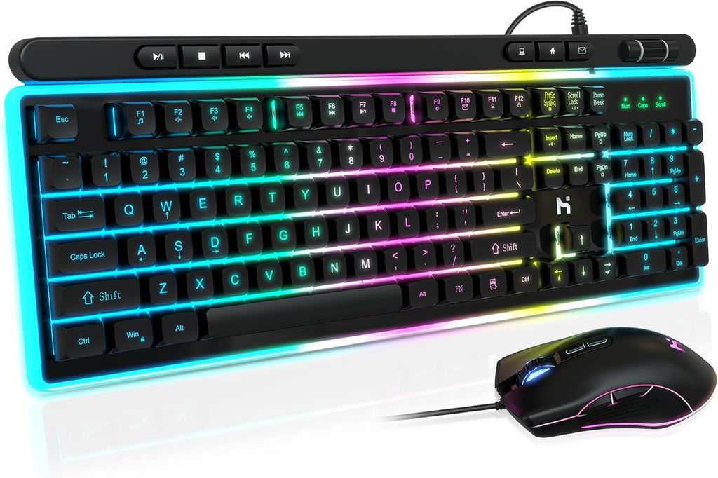 104 Keys RGB Backlit Wired Gaming Keyboard and Mouse Combo L9192
