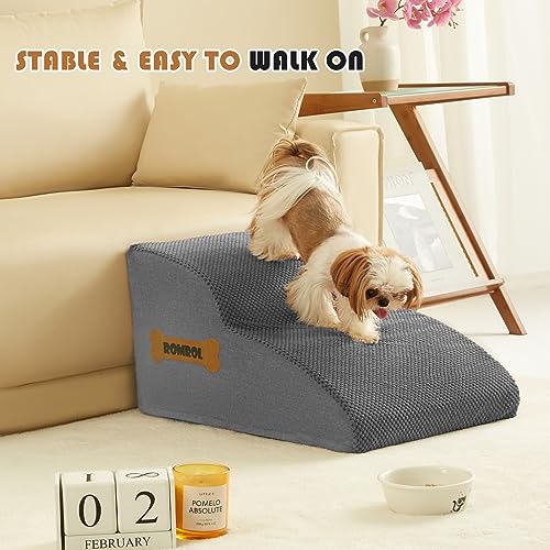 Grey 5-Tiers Non-Slip Waterproof Fabric Dog Stairs Ramp W225331