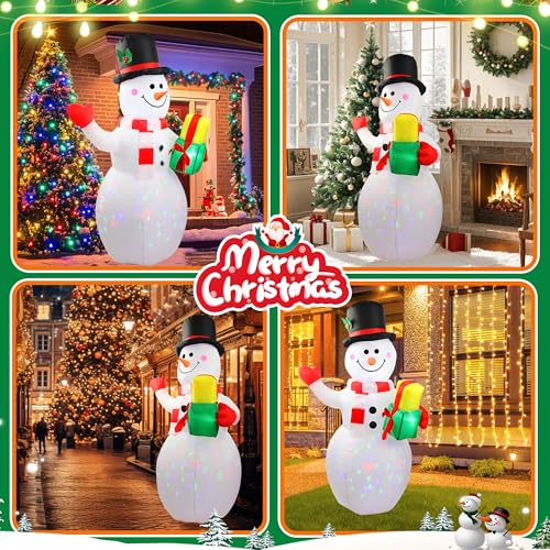 360° Rotating LED Lights 5ft Inflatable Snowman O399415