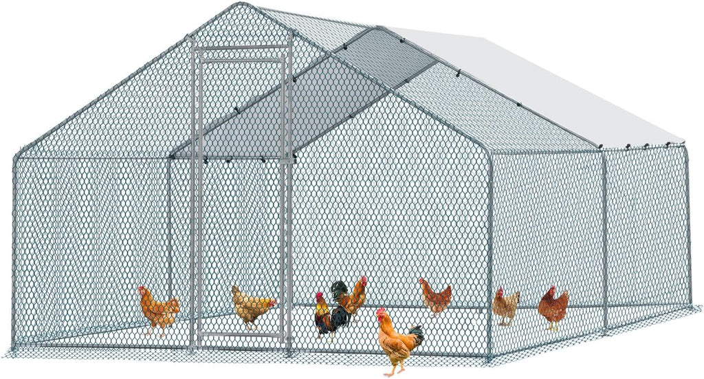 13 x 10 ft Large Metal Chicken Coop with Waterproof Cover O768447