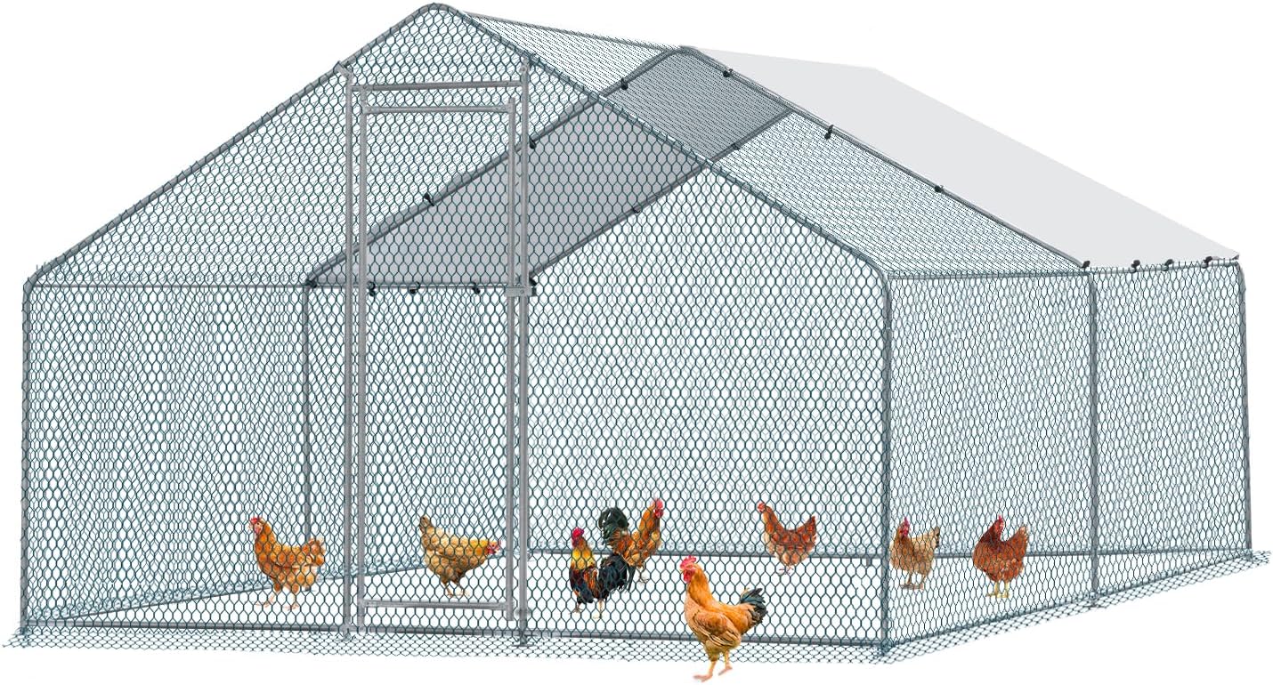 13 x 10 ft Large Metal Chicken Coop with Waterproof Cover O768447