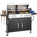3 Burner Propane Gas and Charcoal Grill Combo with Side Burner, 37,000 BTUs 685 SQIN Dual Fuel Outdoor BBQ Grill F986302