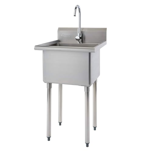 Stainless Steel Single Bowl Utility Sink, 21.5” x 24” x 49.2”, Silver D31086