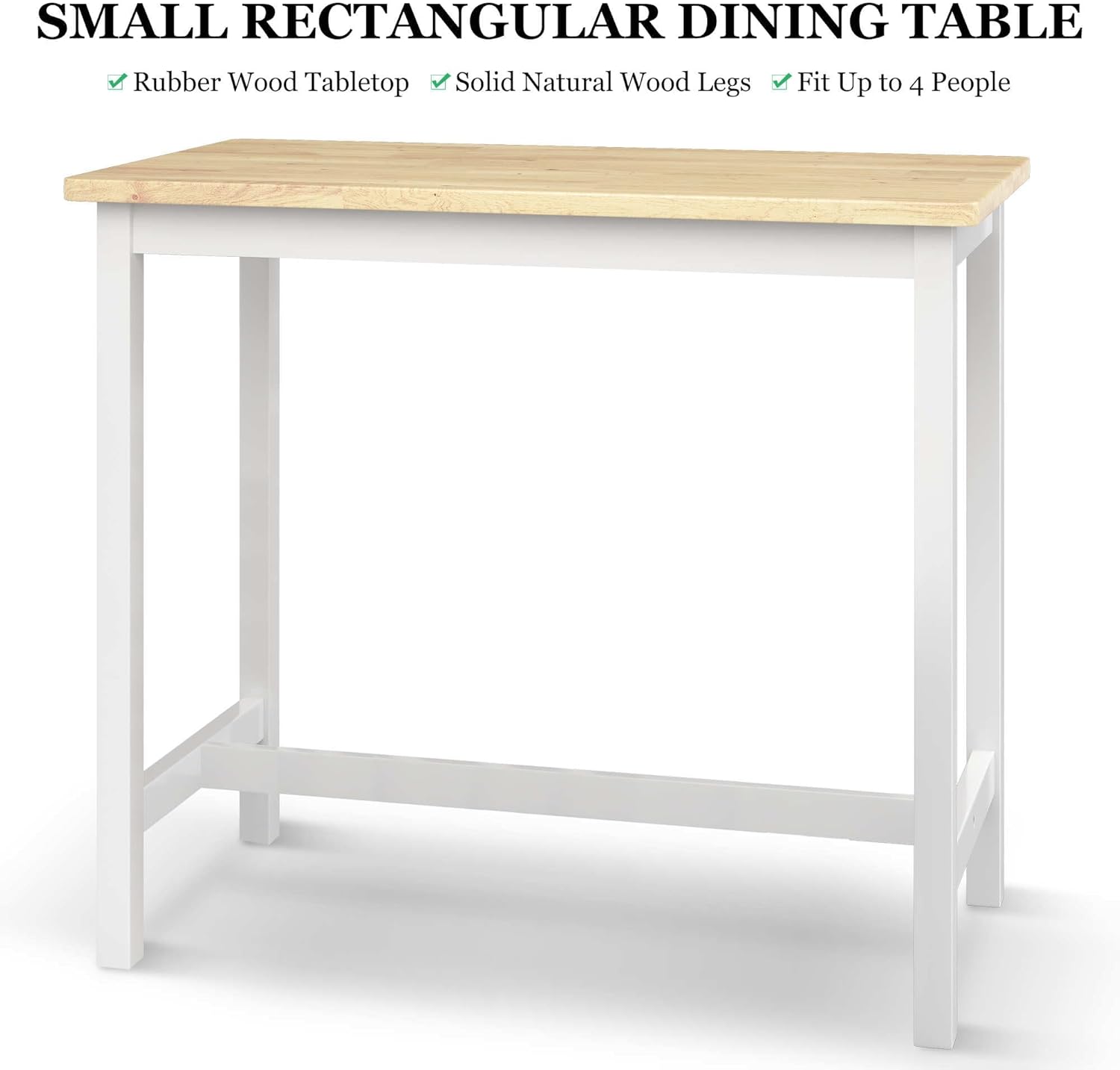 Natural Color & White Rubber Wood Bar Dining Table Set for 4 X157236