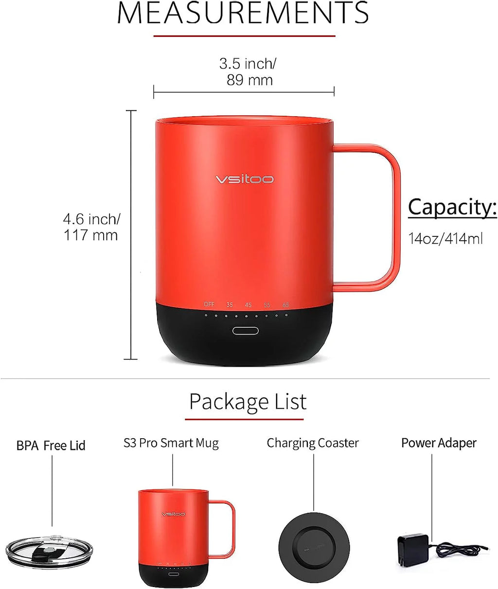 14 oz Self Heating Coffee Mug with Lid R397